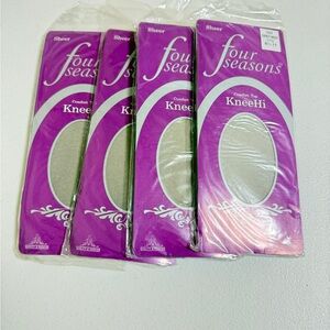 4‎ Four Seasons Comfort Top Knee Hi 100% Nylon Sheer Grey Mist Fits 8 1/2-11